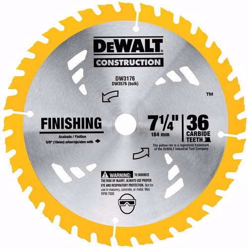 Disco Sierra Circular Dewalt 7 1/4 36 Dientes Dw3176 Madera