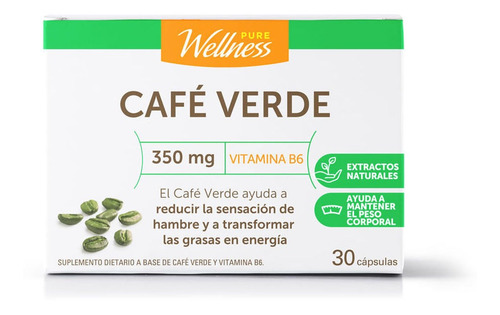 Suplemento Dietario Pure Wellnes Café Verde X 30 Cápsulas