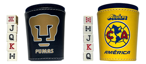 Cubilete Pumas America Con 10 Dados De Poker