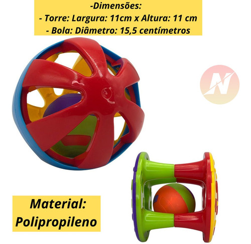 Conjunto Torre E Bola Chocalho Brinquedo Infantil