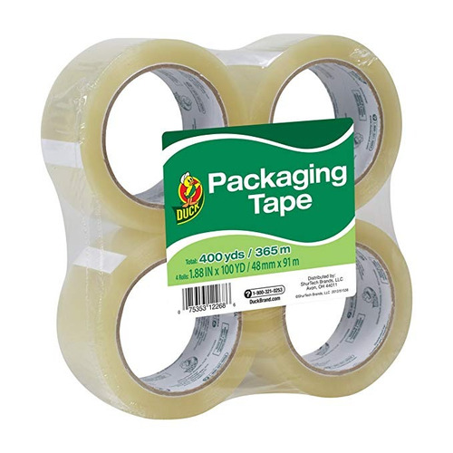 Duck Tape Marca Standard Refill Empaquetado Cinta, 4 Rolls, 