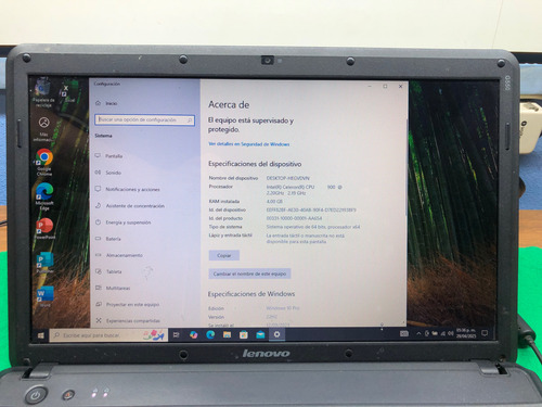 Laptop Lenovo G550 4gb Ram 240gb Ssd Win 10 Intel Celeron Negro (Usado)
