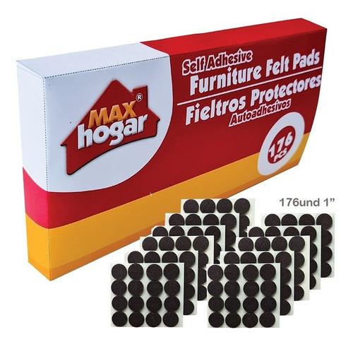Imagen 1 de 5 de Caja 176 Und Fieltro Protector Adhesivo Ø1in Café Max Hogar