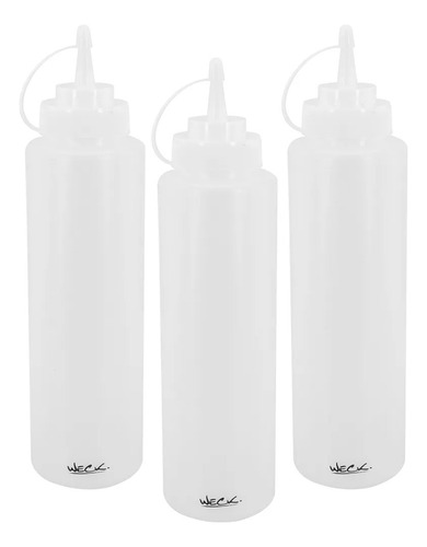 Kit C/ 03 Bisnaga Pequena Plástica 350ml Profissional Weck