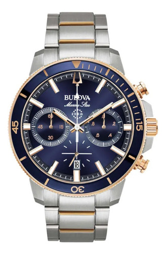 Reloj Bulova Marine Star 98b301 Blue Rose Gold Acero 