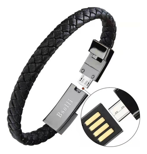 Pulsera Micro Usb Cuero Tipo Android