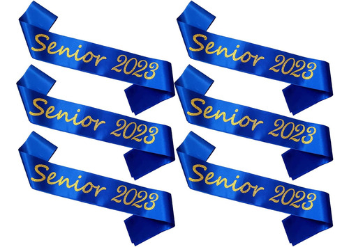 Senior Sash 2023, Paquete De 6 Bandas De Satén Azul Senior 2