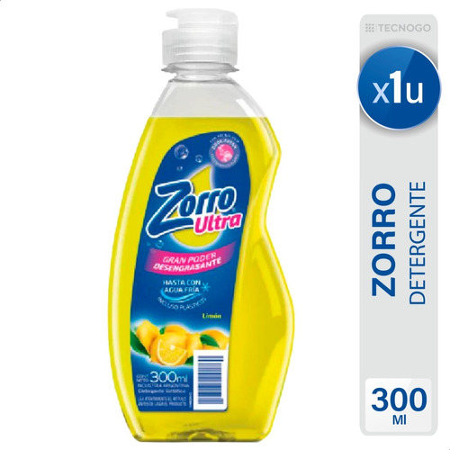 Imagen 1 de 5 de Detergente Lavavajillas Zorro Ultra Limon - Mejor Precio