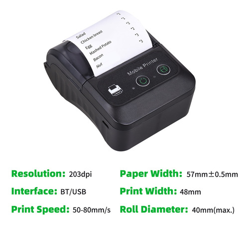 Impresora Térmica Portátil Bluetooth De 58 Mm
