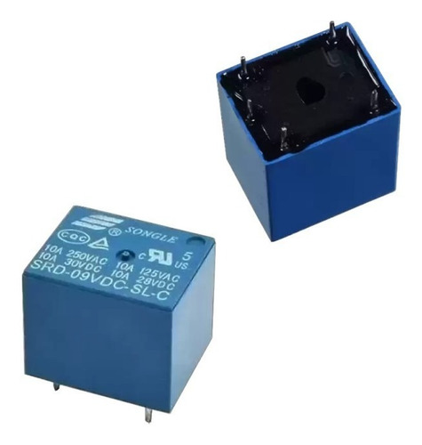 Relevador Relay De 9v 10a Songle 5 Pines, 20 Piezas