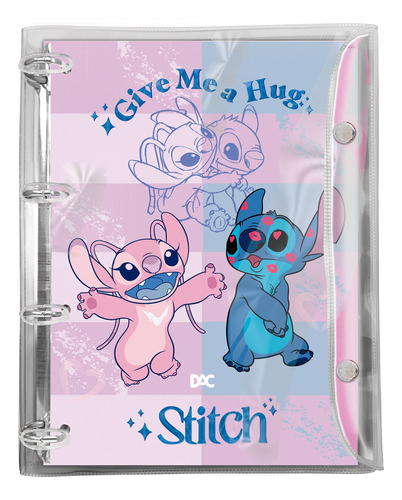 Fichário Argolado Stitch Love Universitário Jovem 48 Folhas