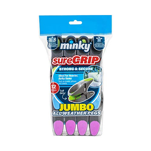 Pinzas Ropa Suregrip Jumbo, Paquete De 12, Multicolores