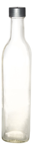 Botella Vidrio Aceite 500cc Cuadrada Transparente C/tapa X60