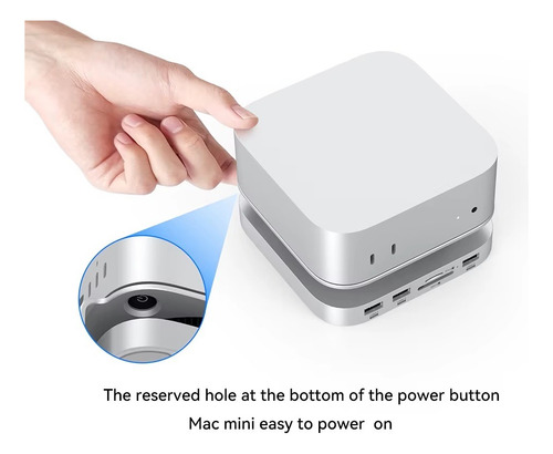 Hub Usb C Stand Case Ssd Nvme 10 Gbps P/ Mac Mini M4 Prateado