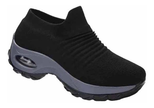 Imagen 2 de 5 de Zapatillas Mujer Cojín De Aire Ortopédicas Deportivas Negro