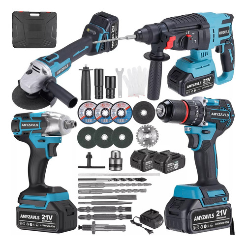 Kit Inalambrico Taladro Martillo Esmeriladora Llave Impacto