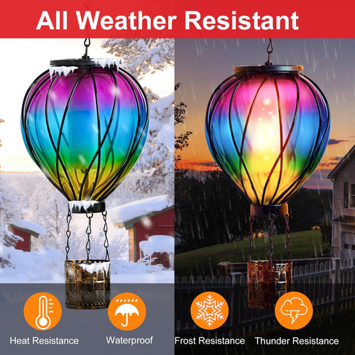 Linterna Solar Con Llama Multicolor Para Jardín Impermeable