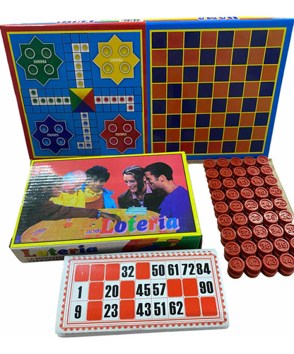 Pack 3 Juegos De Mesa: Loteria - Ludo Y Dama