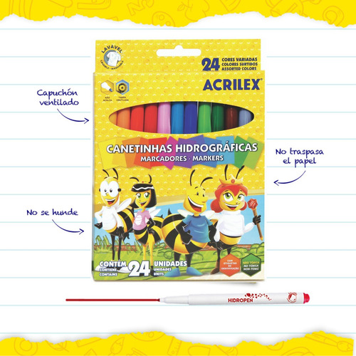 Marcadores Escolares Acrilex X 24 Colores
