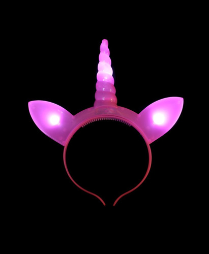 Imagen 3 de 5 de Vincha Unicornio Orejitas Led Cotillon Luminoso Colores X 5