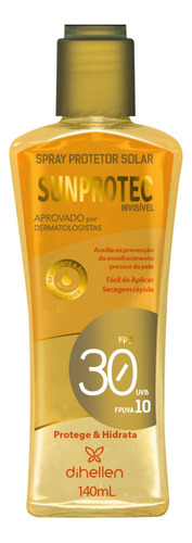 Protetor Solar Dihellen Sunprotec Spray Fps 30 Invisível