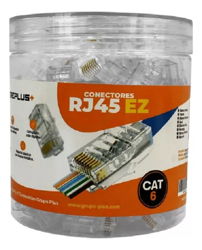 Conector Rj45 Ez Categoria 6 Pasante Pass-trough 50 Und