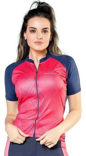 Camisa Elite Feminina Bike Experience Marinho E Pink Mulher