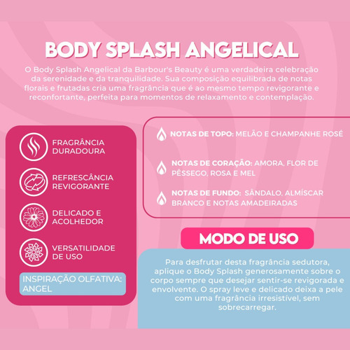 Kit Body Splash Deo Colônia Angelical 200ml Perfume De Cabelo Celestial Glow 60ml Termoativo Finalizador Bifásico Barbour's Beauty