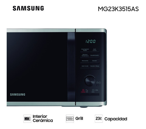 Microondas Samsung Con Grill 800w 23l 6 Niv. Eco Mode