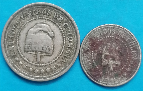 Colombia  Monedas 21/2 Centavos 1881 Grande Y Pequeña