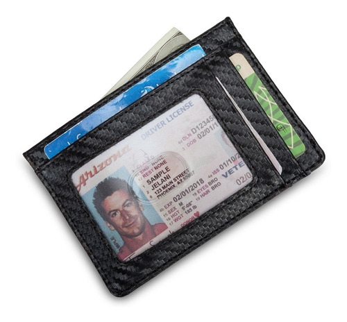 Billetera Ultradelgada Cuero Con Bloqueo Rfid Minimalista