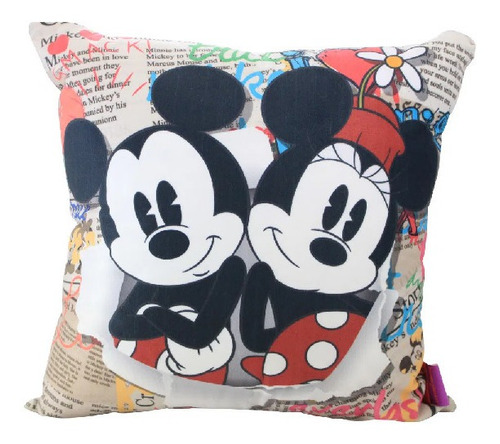 Imagem 1 de 3 de Almofada Fibra Veludo 40x40cm Mickey E Minnie Disney Jornal