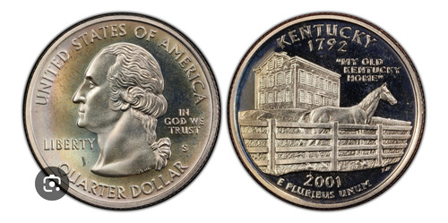 Moeda 25 Centavos 2001 S 25c Pcgs Pr69dcam Kentucky