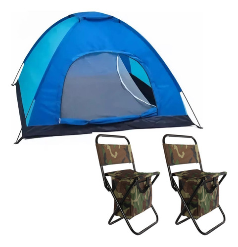 Carpa Camping Iglú  Para 3 A 4 Personas + 2 Sillas Plegables