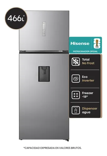 Hisense No Frost Inverter 466L Con Dispenser RT628N4AWU
