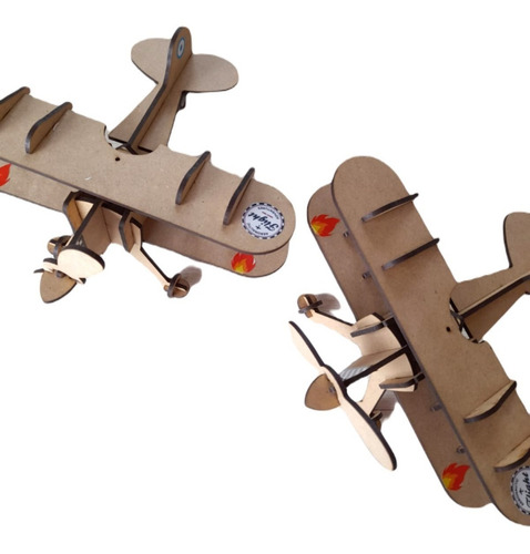 Avion Biplano Madera Rompecabezas Puzzle Didactico Niños