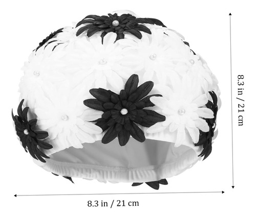 Gorro De Baño De Tela De Doble Capa Con Flores De Perlas