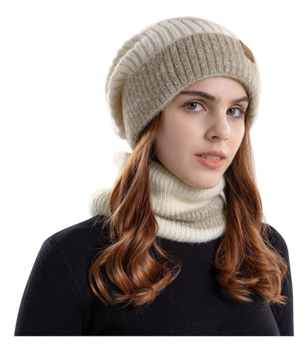 Gorro De Punto De Invierno Cálido Conjuntode Gorro Y Bufanda