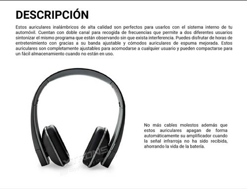 Imagen 3 de 7 de Audifonos Infrarrojos Inalámbricos Doble Canal Estéreo