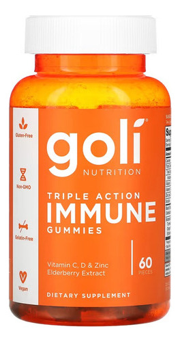 Goli Nutrition Inmunidad, Triple Accion 60 Gomitas Mf Sabor Citricos