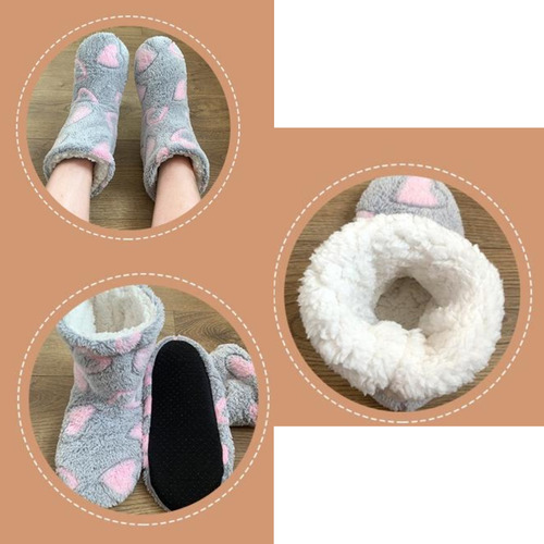 Pantu Bota C Suela Antideslizante Pantuflas P Frio Corderito