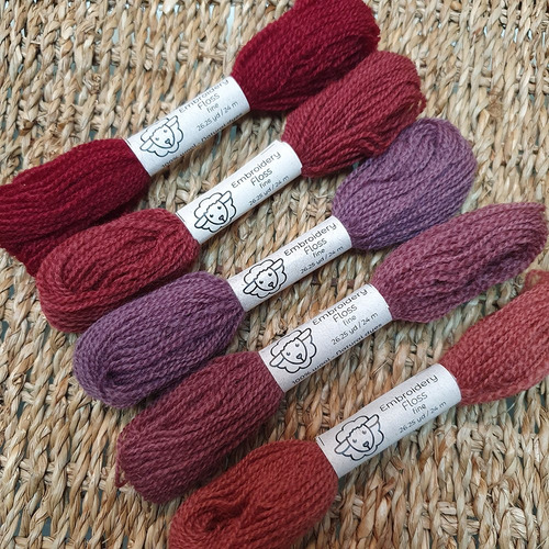 Kit Meadas Para Bordar 100% Lã - Corações - 5 Cores Cor Violeta