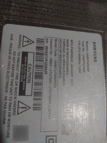 Tarjeta Única Samsun.g Mod Un50tu7000f. (Usado)