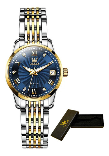 Reloj De Moda Mecánico Olevs Luminous Calendar Color Del Fondo Azul