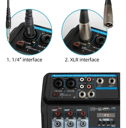 Mini Mezclador Portátil Profesional De 6 Y 4 Canales,