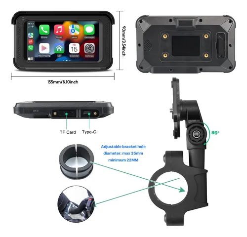 Cámara Dvr Para Motocicleta Con Carplay Inalámbrico Android
