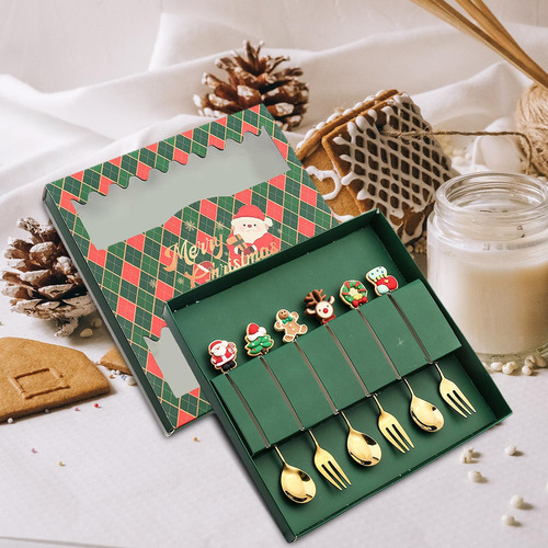Juego De Tenedores Y Cucharas Navideñas, 6 Piezas B.