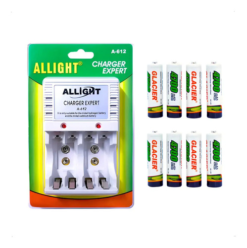 Kit 8 Pilhas Sellerex Recarregáveis Aa + Carregador Bivolt Rápido