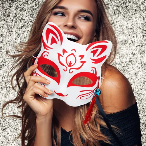 Máscaras De Gato Para Halloween, Máscara De Zorro, Animal, 2