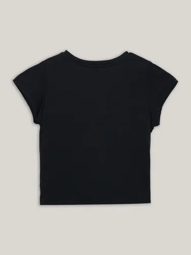 Polera Niña Split Monogram Sequin Negro Calvin Klein